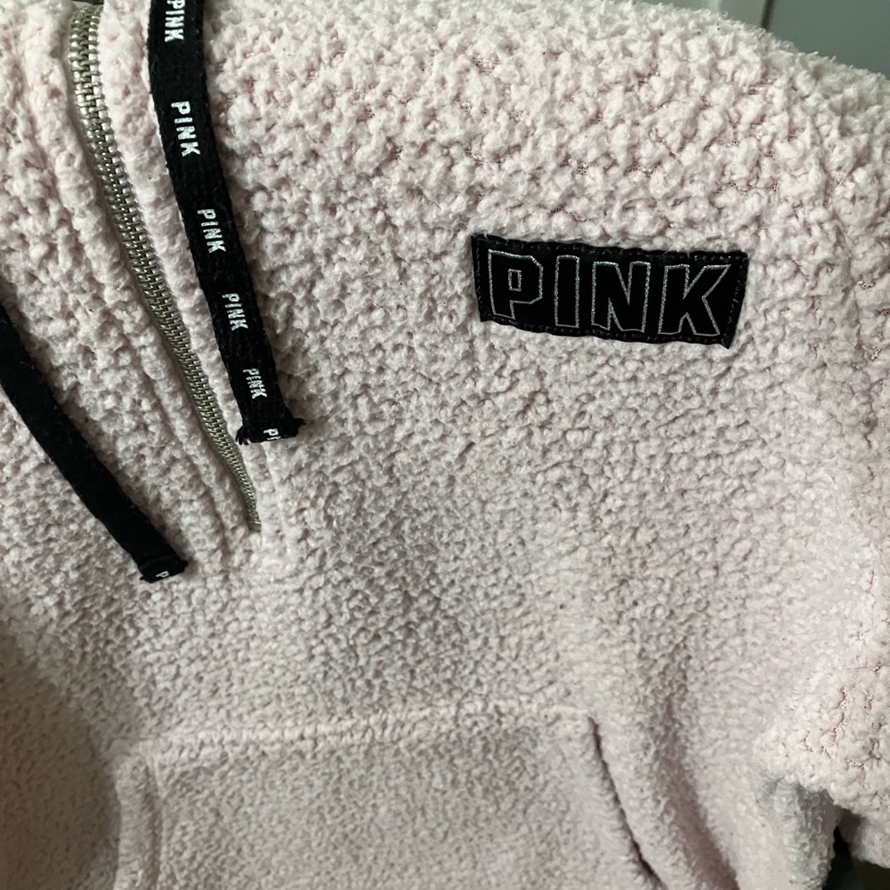 Victorias Secret PINK Sherpa Half Zip Pullover Hoodie - Picture 4 of 8